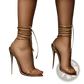 Gold Stiletto Sandals Ankle Wrap Strappy Heels