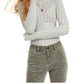 Hooked Up By Iot Juniors' Pointelle Sweater Gray Size Medium