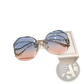Gradient Oversized Geometric Metal Frame Sunglasses