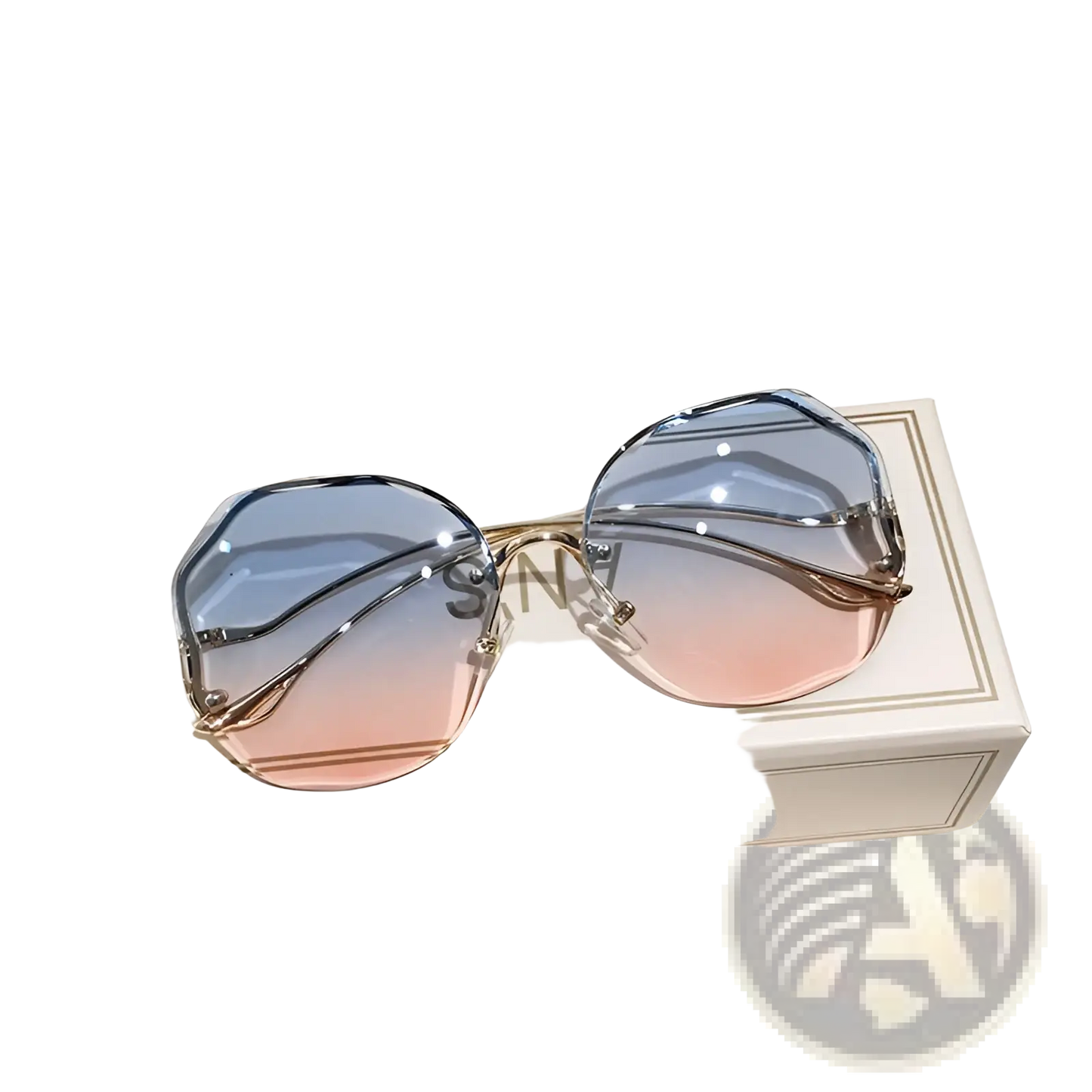Gradient Oversized Geometric Metal Frame Sunglasses