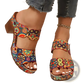 Graffiti High Heel Slide Sandals with Buckle