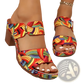 Graffiti High Heel Slide Sandals with Buckle