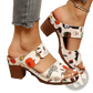 Graffiti High Heel Slide Sandals with Buckle