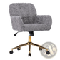 Gray Faux Fur Office Chair with Gold Metal Base