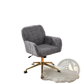 Gray Faux Fur Office Chair with Gold Metal Base