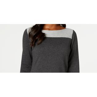 Karen Scott Women's Cotton Color blocked Sweater Gray Size Small