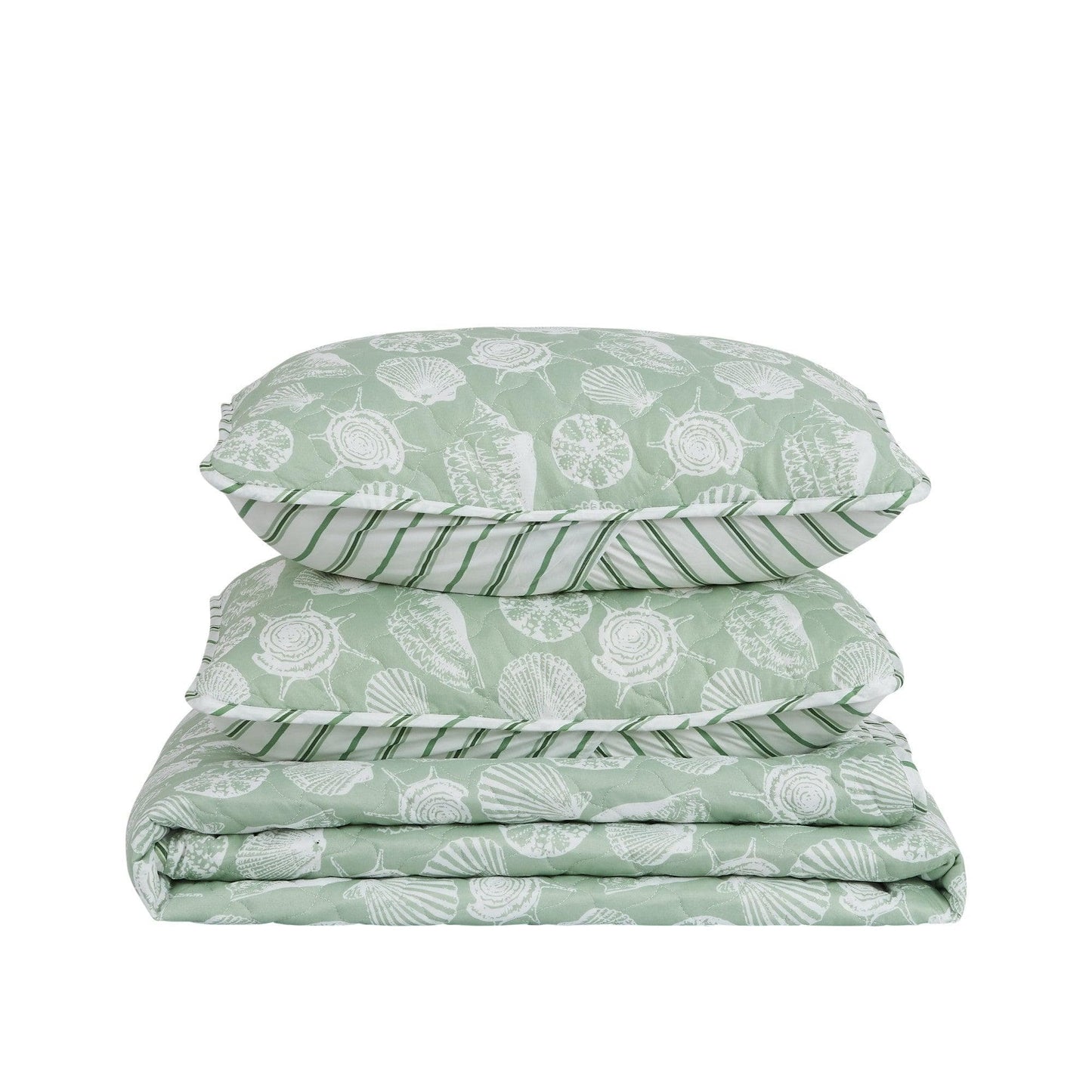 Green Seashell Quilt - Emerald Bay