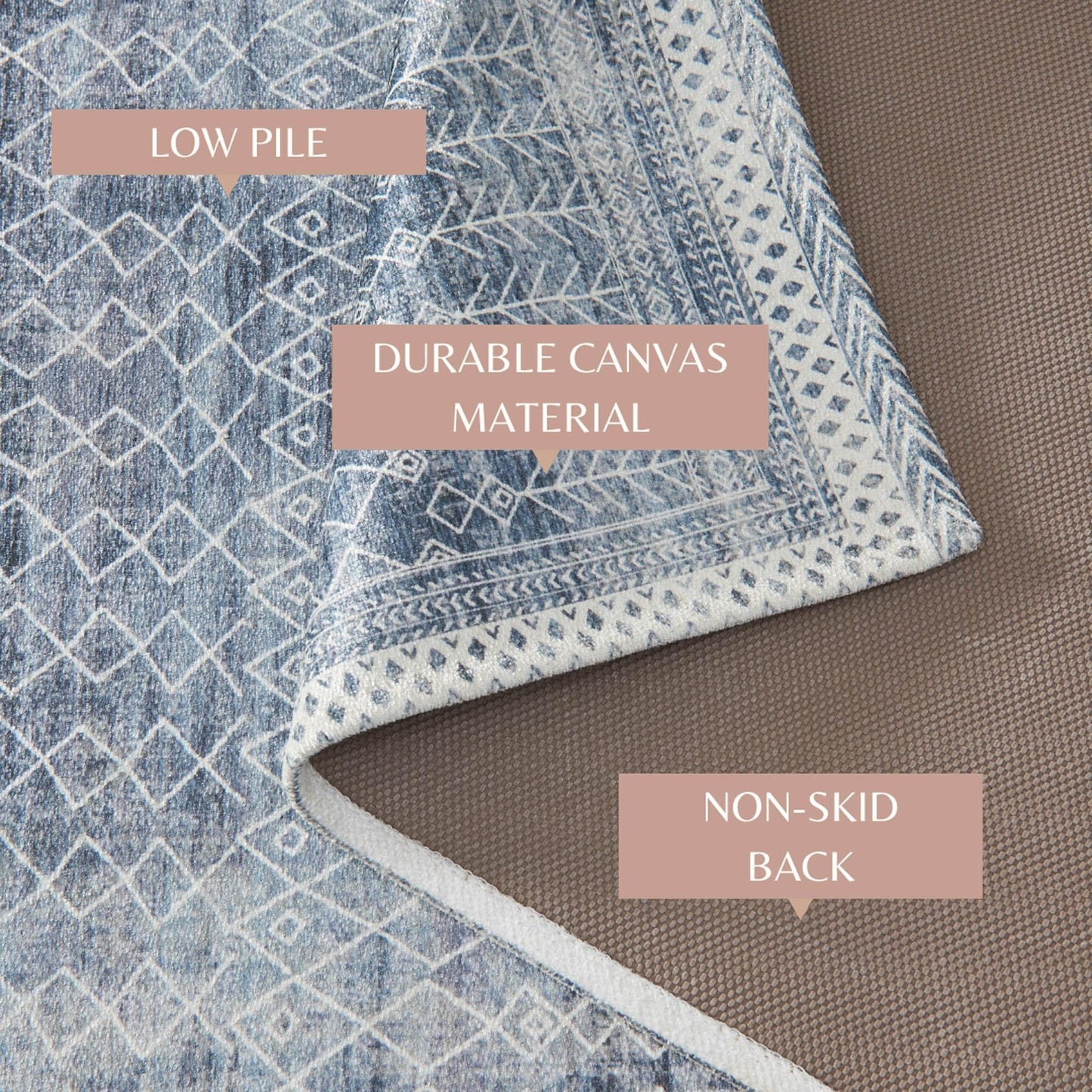 Distressed Moroccan Machine Washable Accent Rug 2' x 3' - Neve Collection