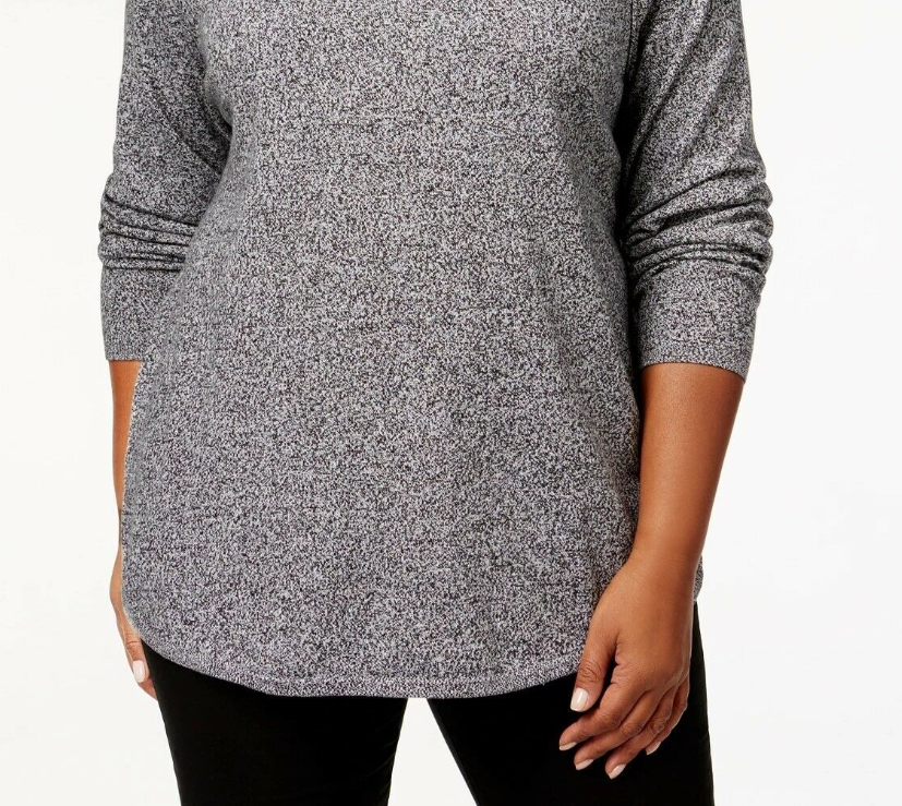 Karen Scott Women's Plus Size Curved-Hem Pullover Sweater Grey Size 2X