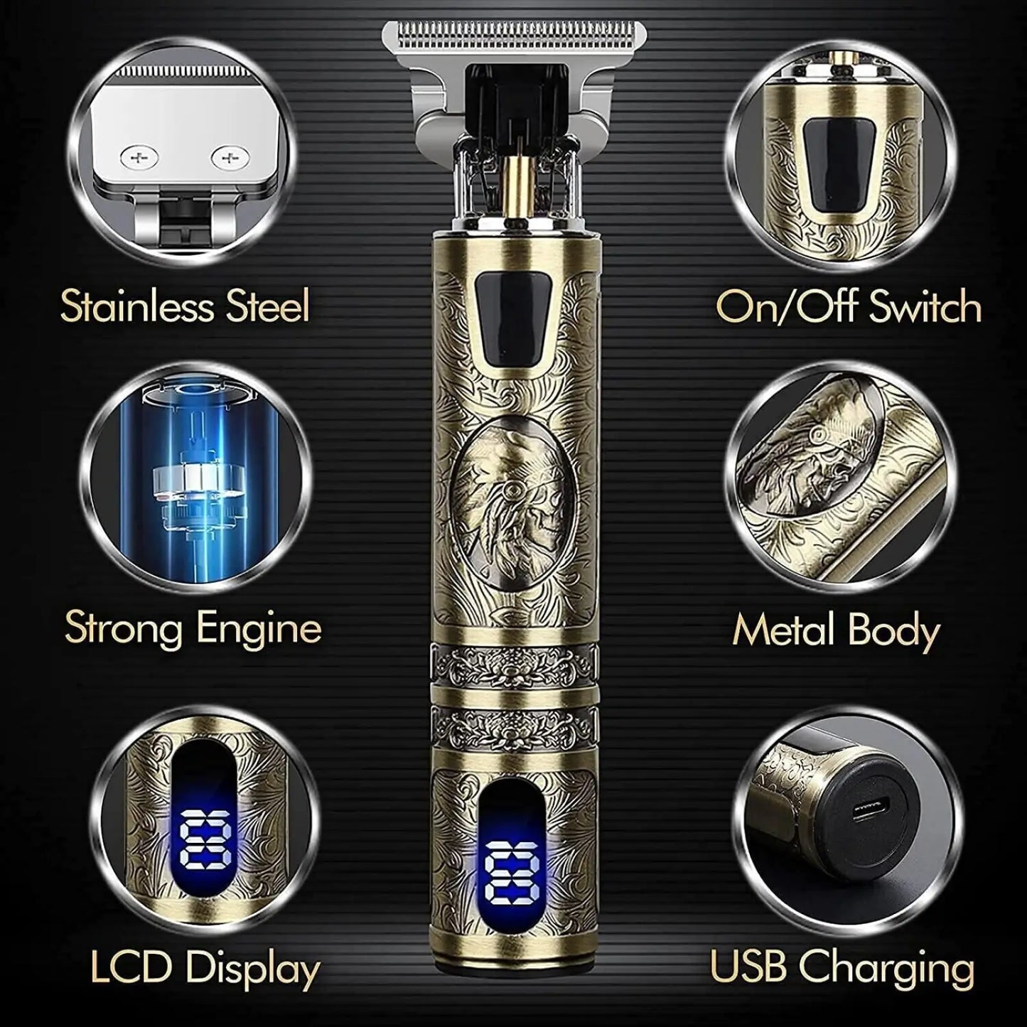 Hair Clippers Professional Gold t Blade Trimmer for Men