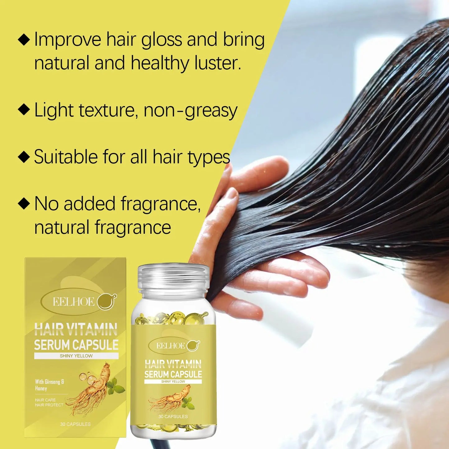 Hair Oil Capsules with Ginseng and Honey Extract