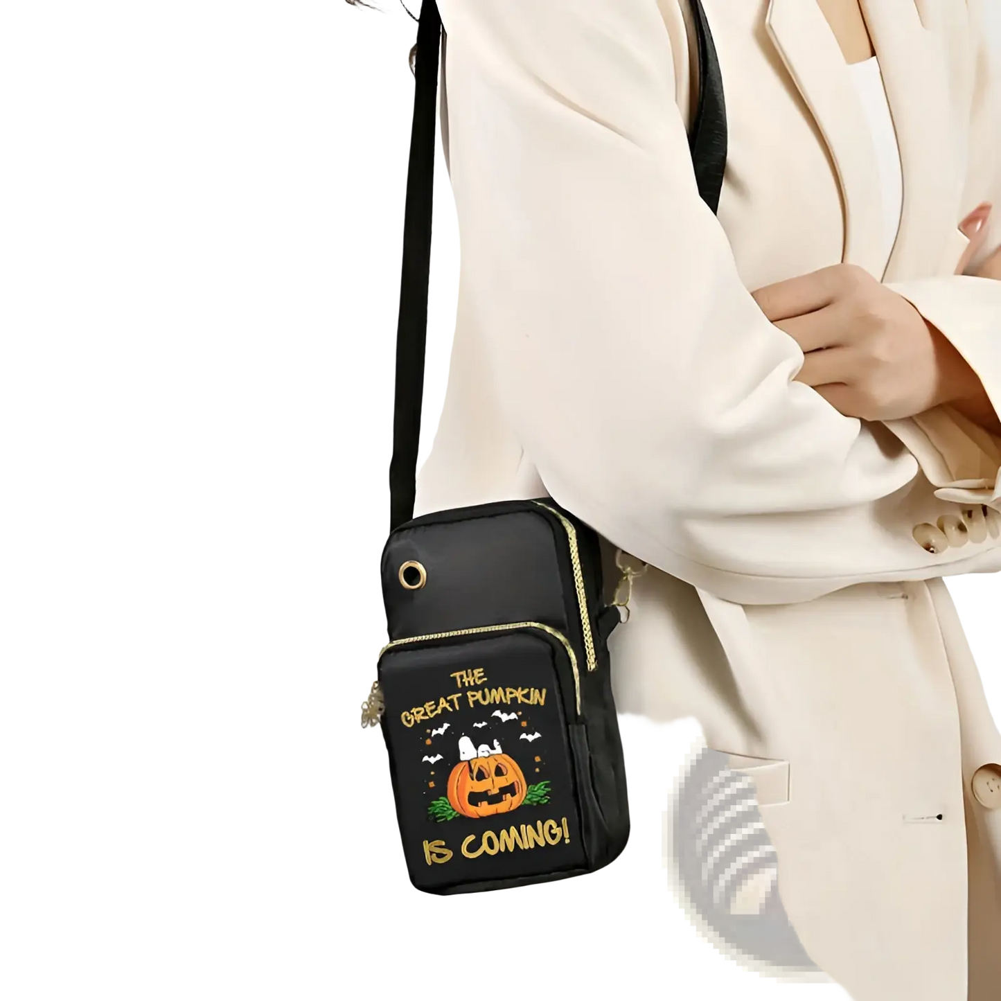Halloween Pumpkin Snoopy Embroidered Crossbody Phone Bag
