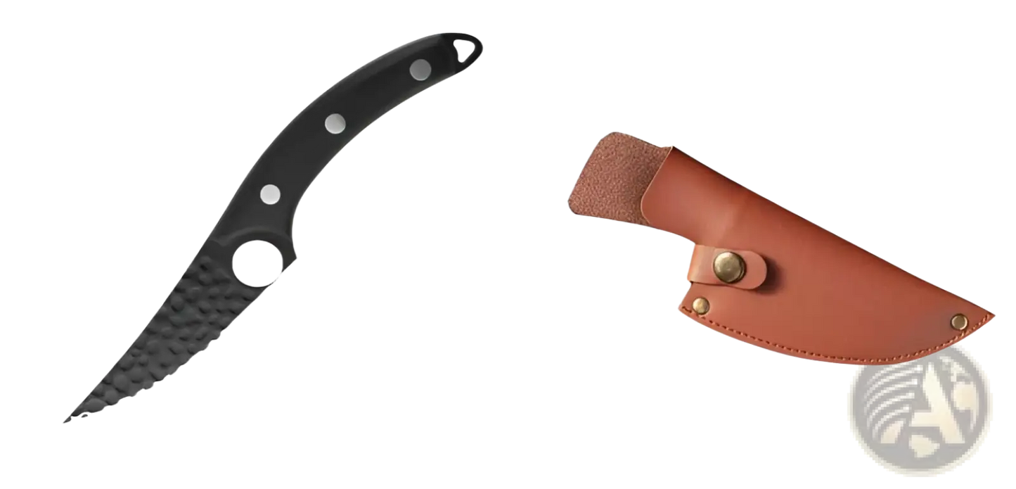 Hammered Steel Boning Knife with Leather Sheath