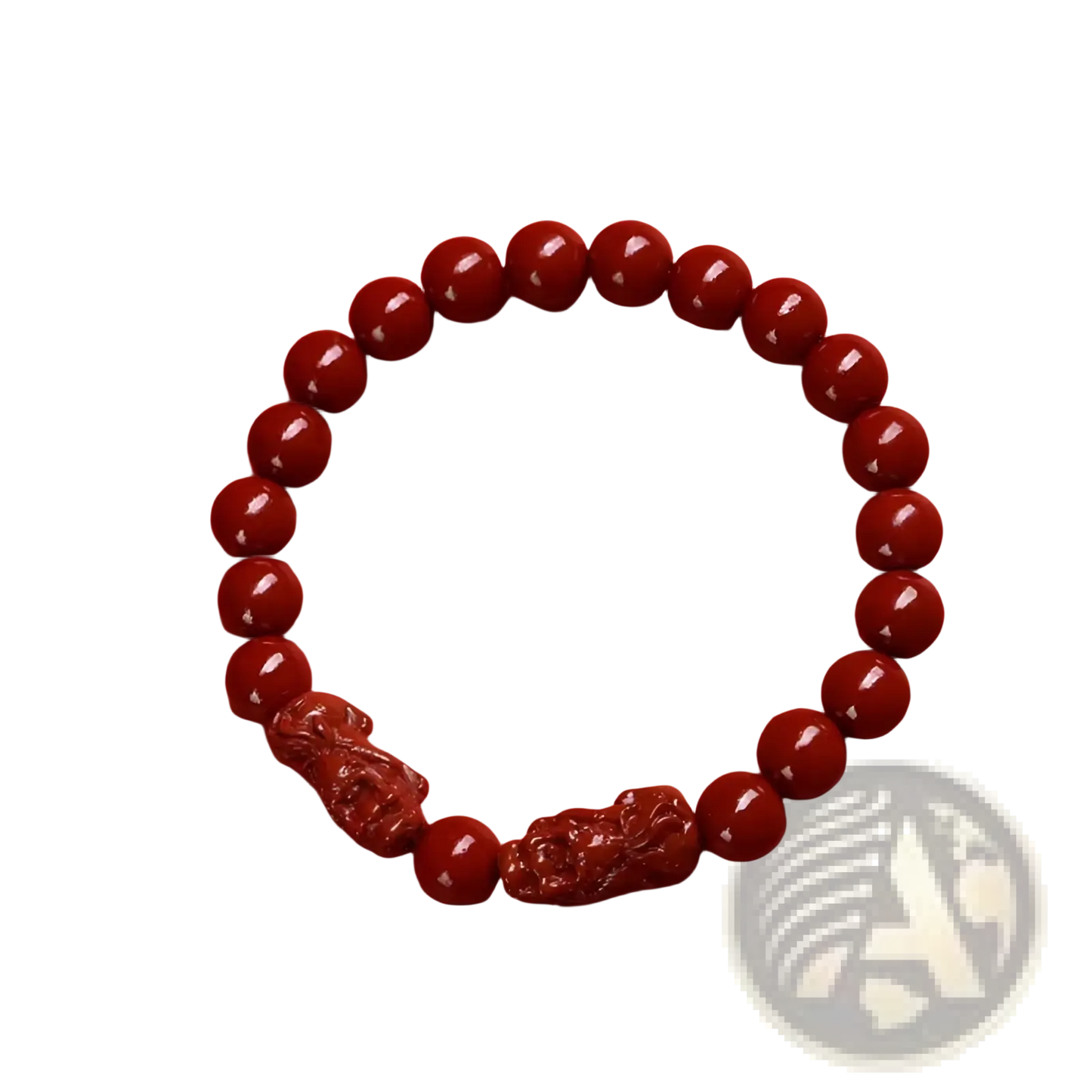 Hand Carved Purple Gold Cinnabar Double Pixiu Bracelet