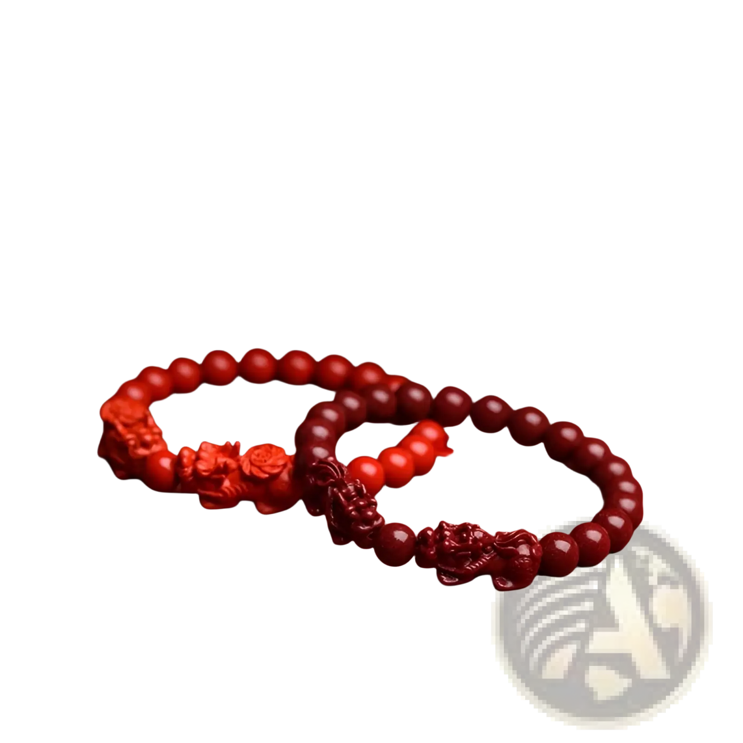 Hand Carved Purple Gold Cinnabar Double Pixiu Bracelet