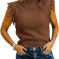 Hand-woven Fringed Sleeveless Knit Sweater Vest