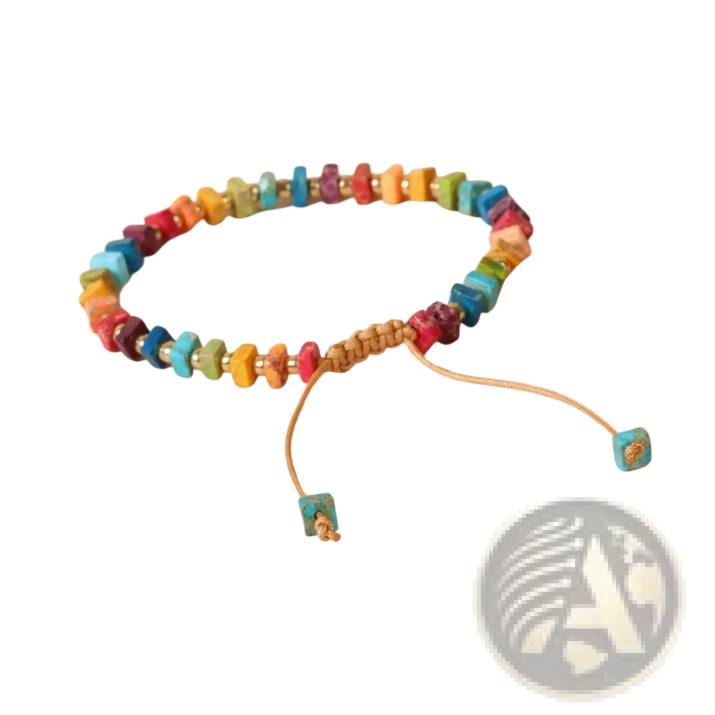 Handcrafted Rainbow Square Stone Woven Yoga Bracelet