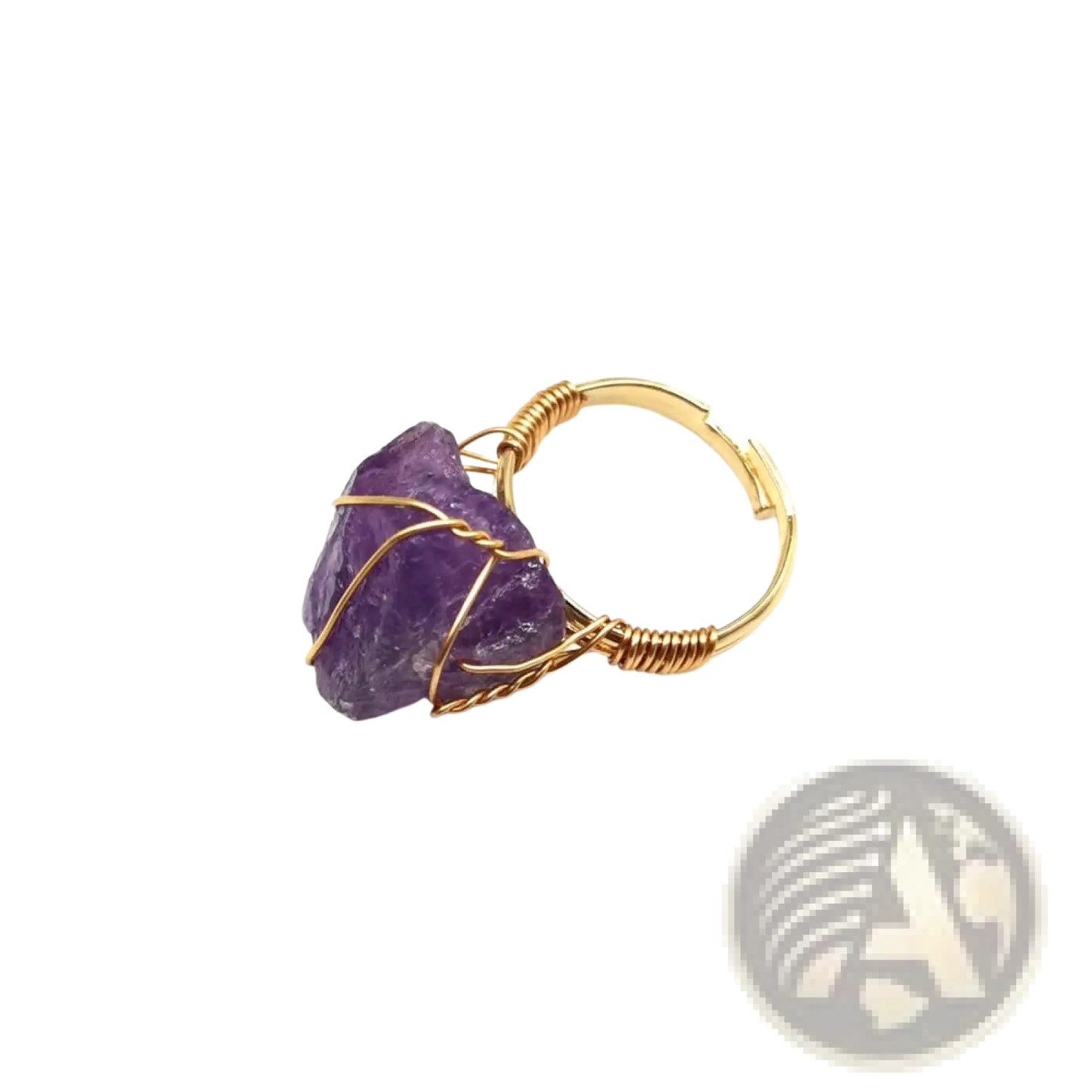 Handcrafted Raw Gemstone Gold Wire Wrapped Adjustable Ring
