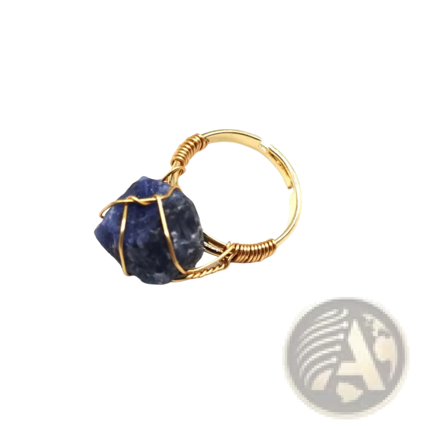 Handcrafted Raw Gemstone Gold Wire Wrapped Adjustable Ring