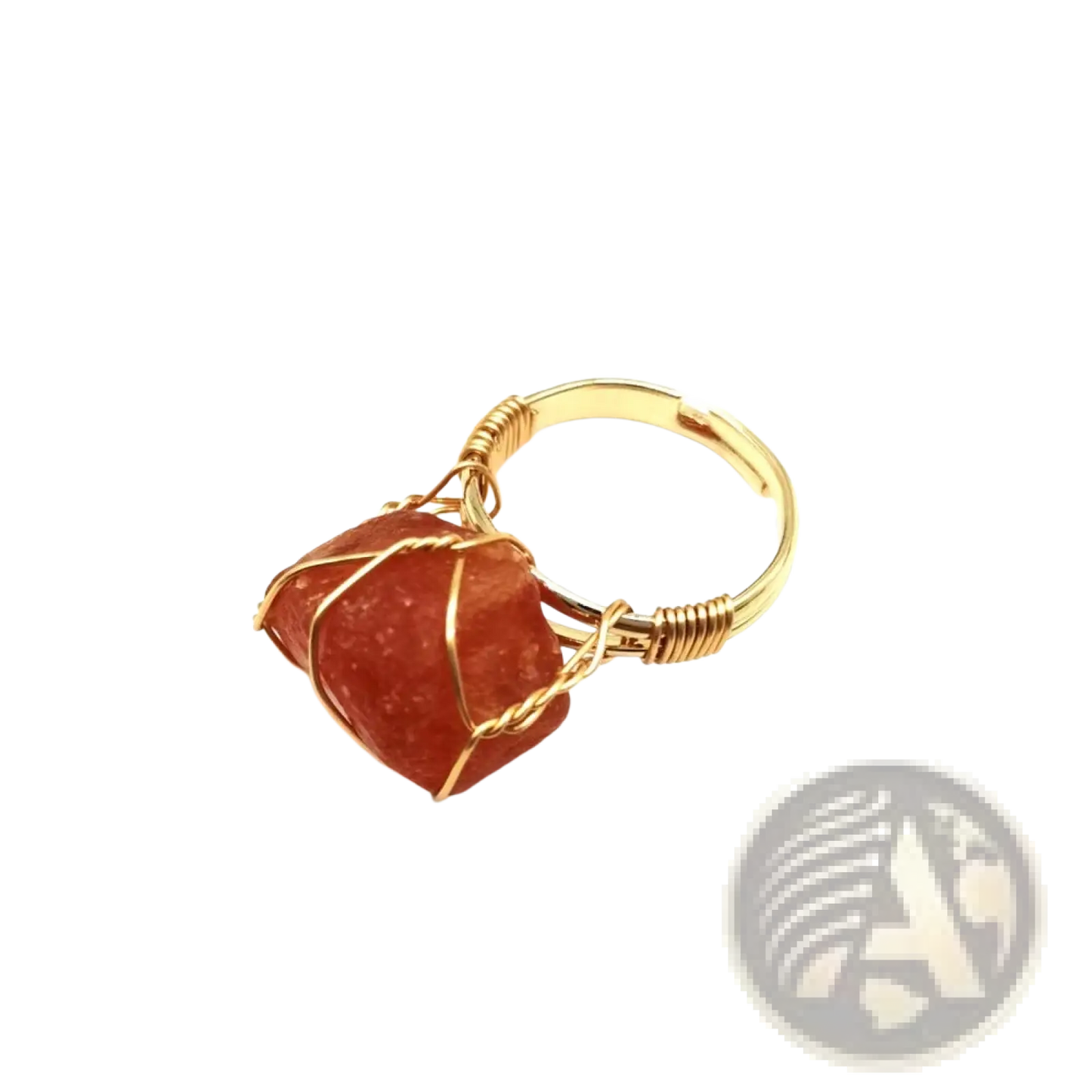Handcrafted Raw Gemstone Gold Wire Wrapped Adjustable Ring