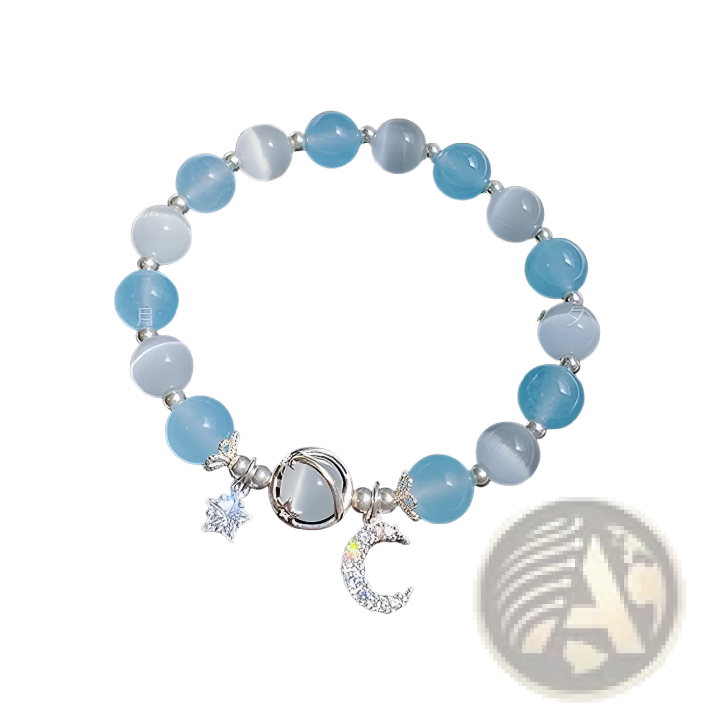 Handmade Celestial Moon and Star Crystal Bead Bracelet