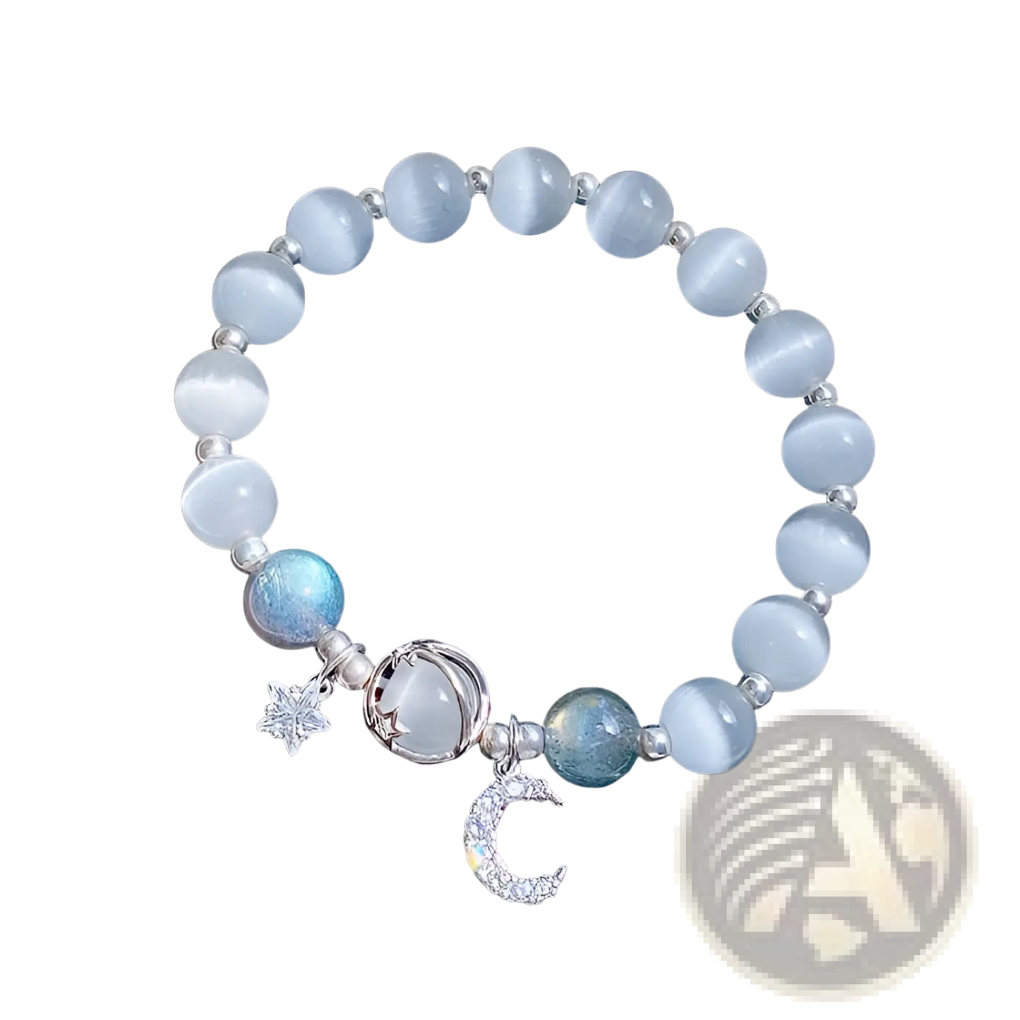 Handmade Celestial Moon and Star Crystal Bead Bracelet