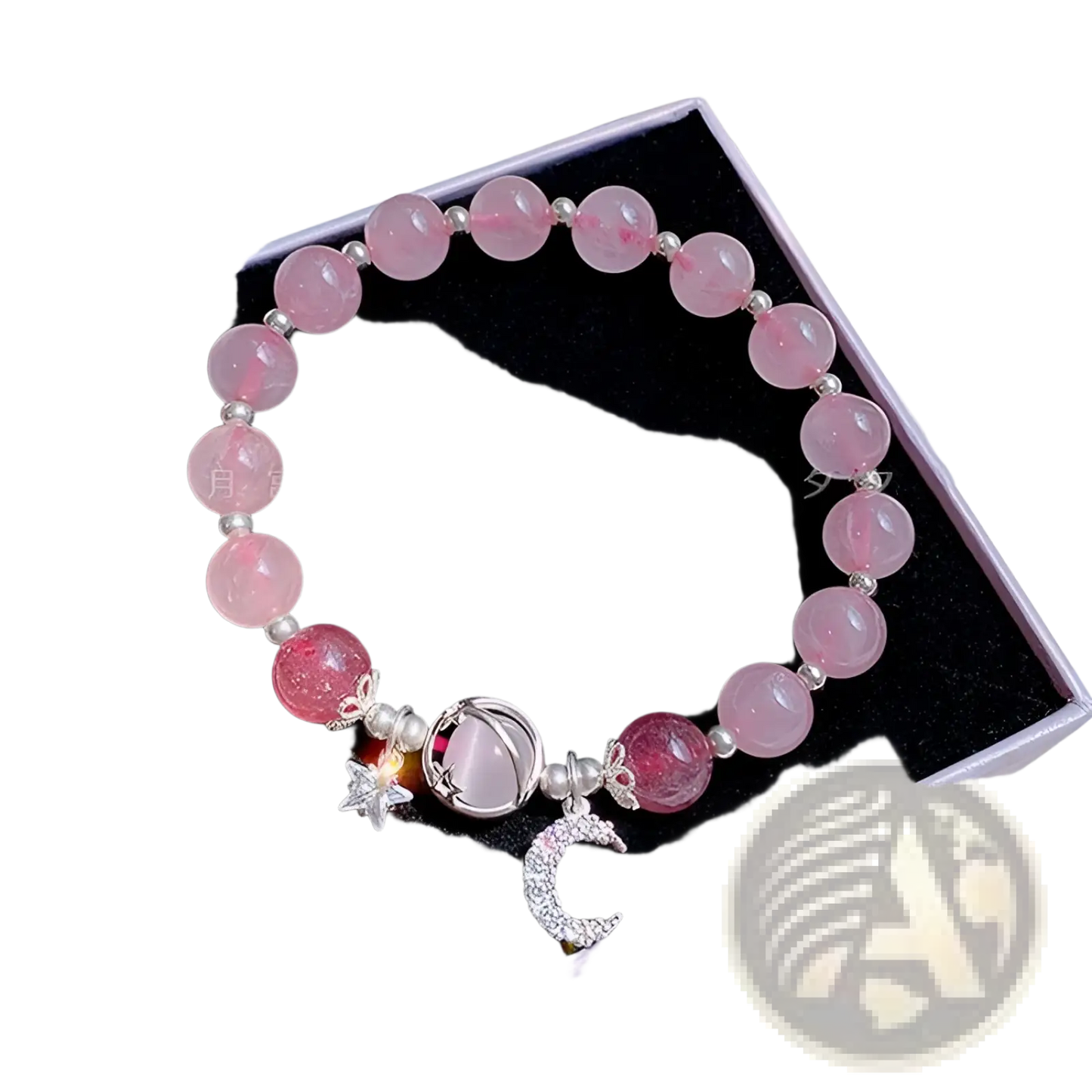 Handmade Celestial Moon and Star Crystal Bead Bracelet