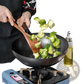 Handmade Iron Wok with Wooden Handle and Glass Lid