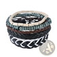 Handmade Multilayer Braided Leather and Wood Bead Bracelet
