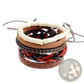 Handmade Multilayer Braided Leather and Wood Bead Bracelet