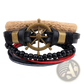 Handmade Multilayer Braided Leather and Wood Bead Bracelet