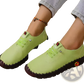 Handmade Pu Leather Flat Stitching Casual Mom Shoes