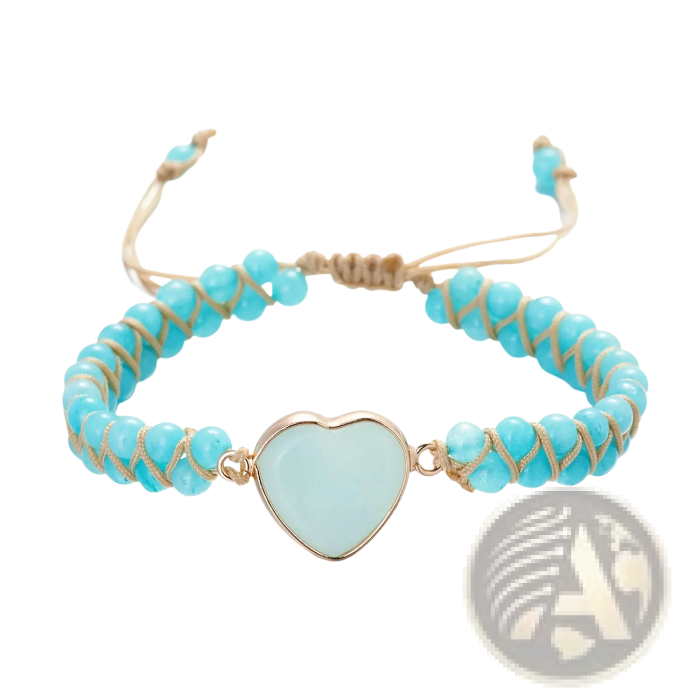 Handmade Woven Heart Stone Pendant Bracelet
