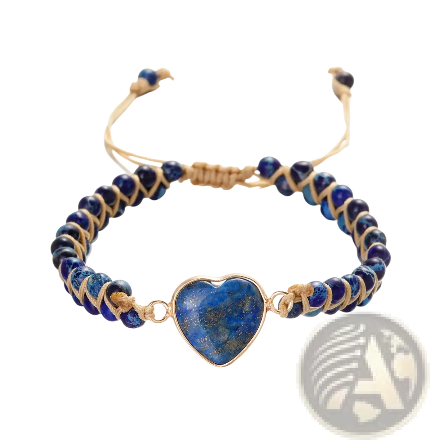 Handmade Woven Heart Stone Pendant Bracelet
