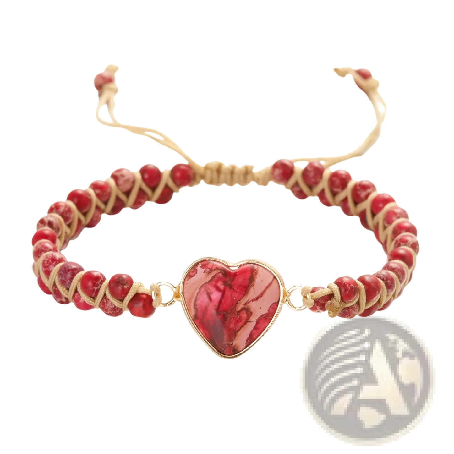 Handmade Woven Heart Stone Pendant Bracelet
