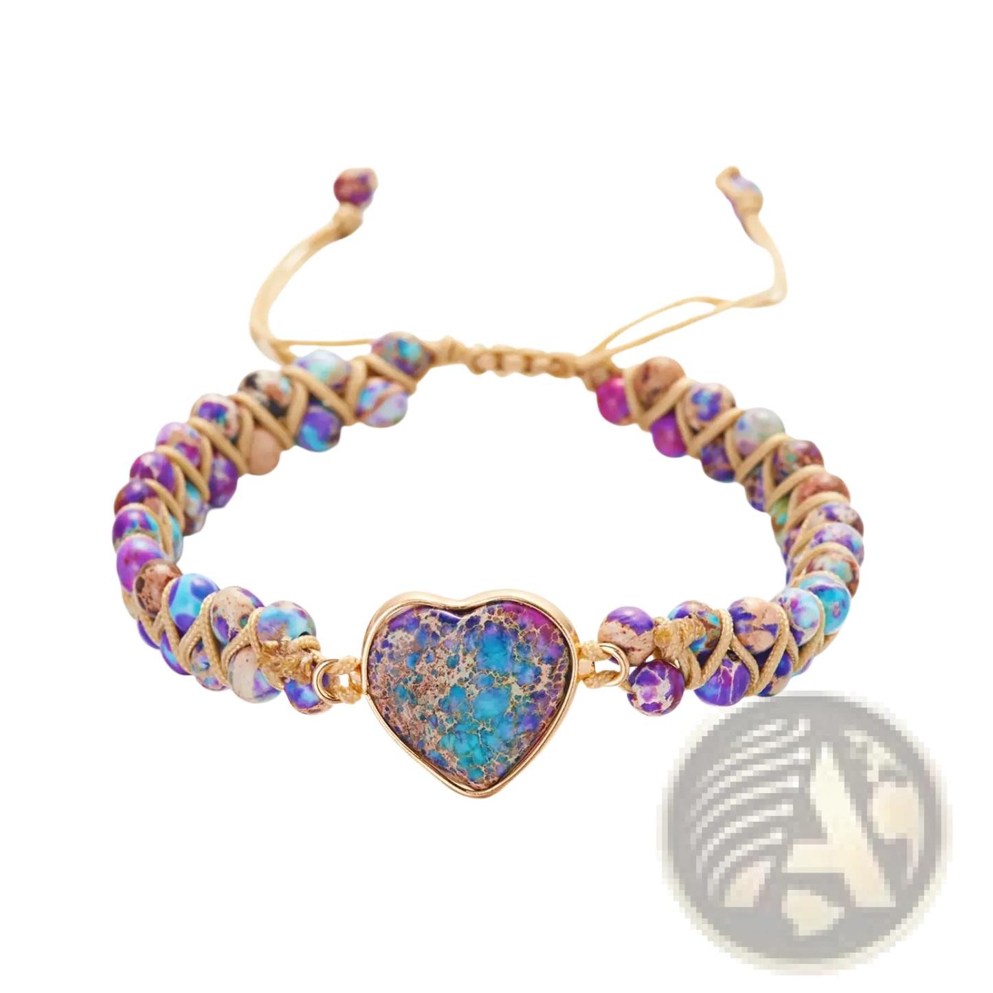 Handmade Woven Heart Stone Pendant Bracelet