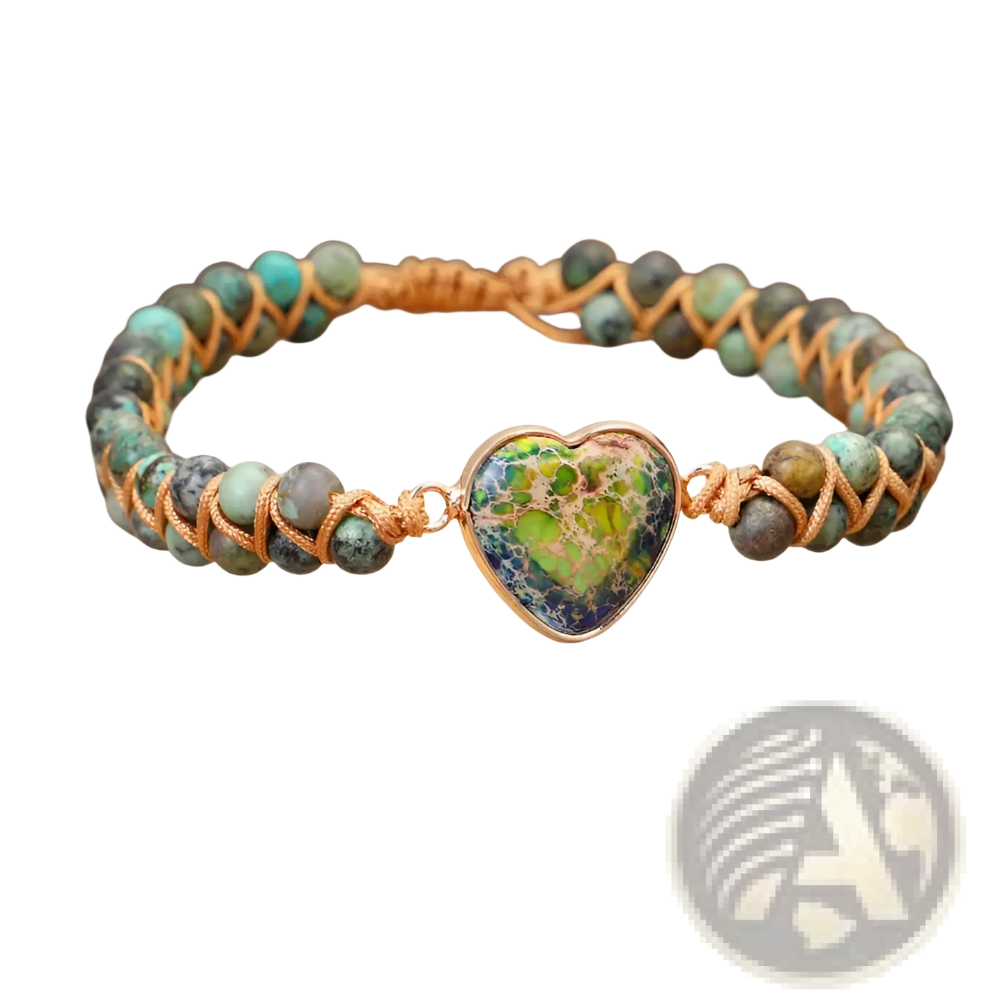 Handmade Woven Heart Stone Pendant Bracelet