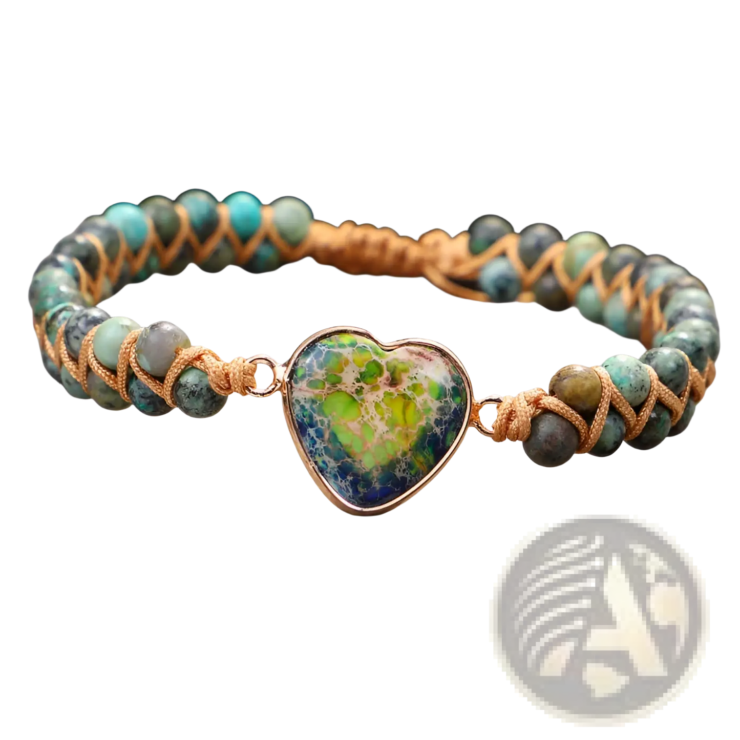 Handmade Woven Heart Stone Pendant Bracelet