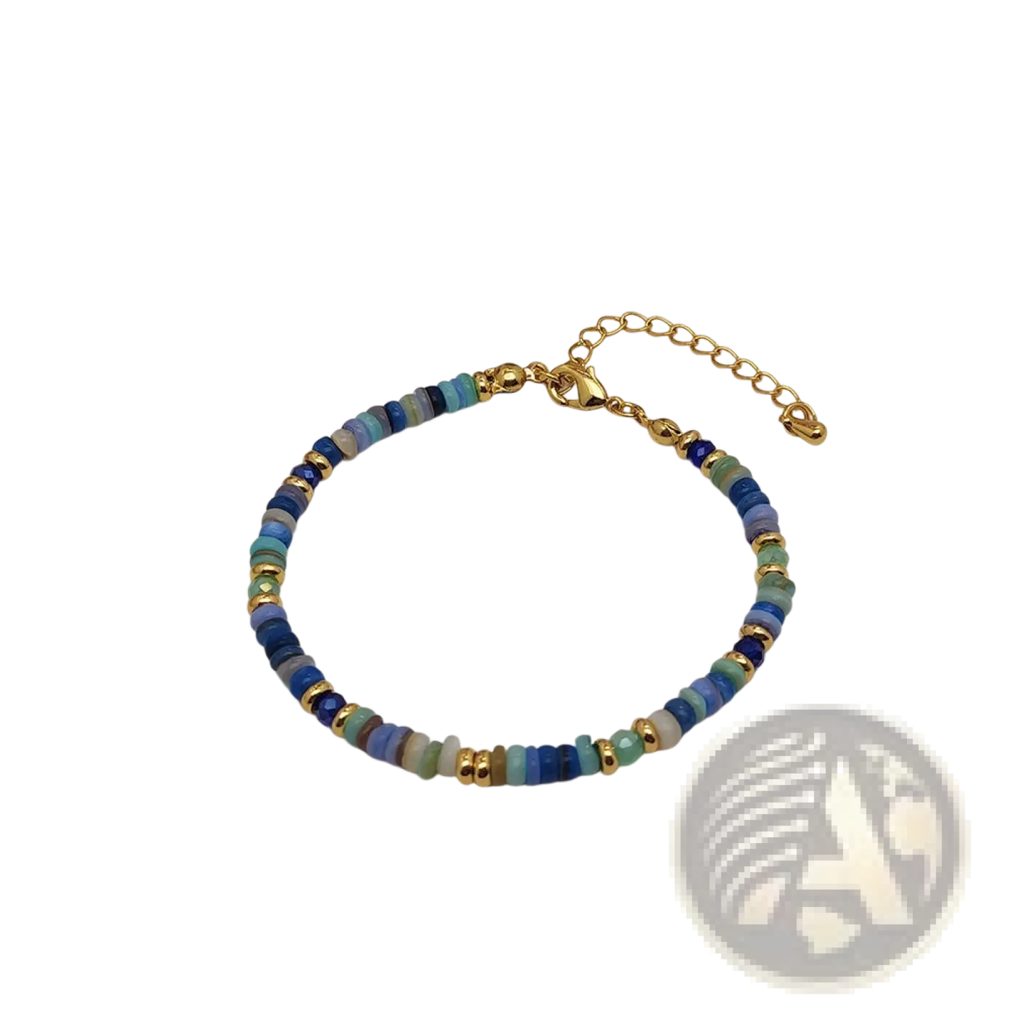 Handwoven Rainbow Shell Beaded Bracelet with Gold Clasp