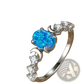 Heart Opal Crescent Moon Ring with Diamonds