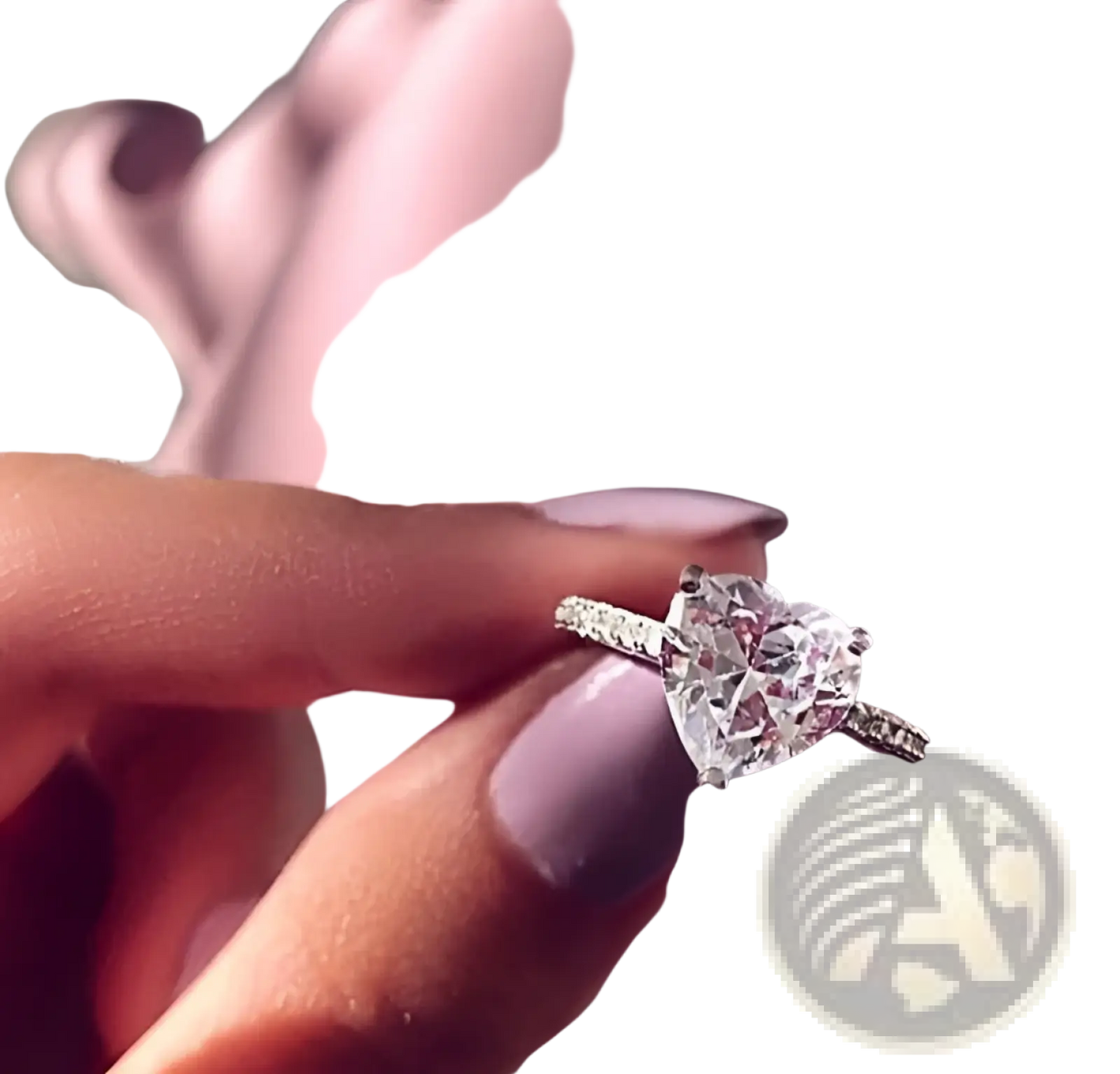 Heart Shaped Zircon Engagement Ring in White Gold Plating