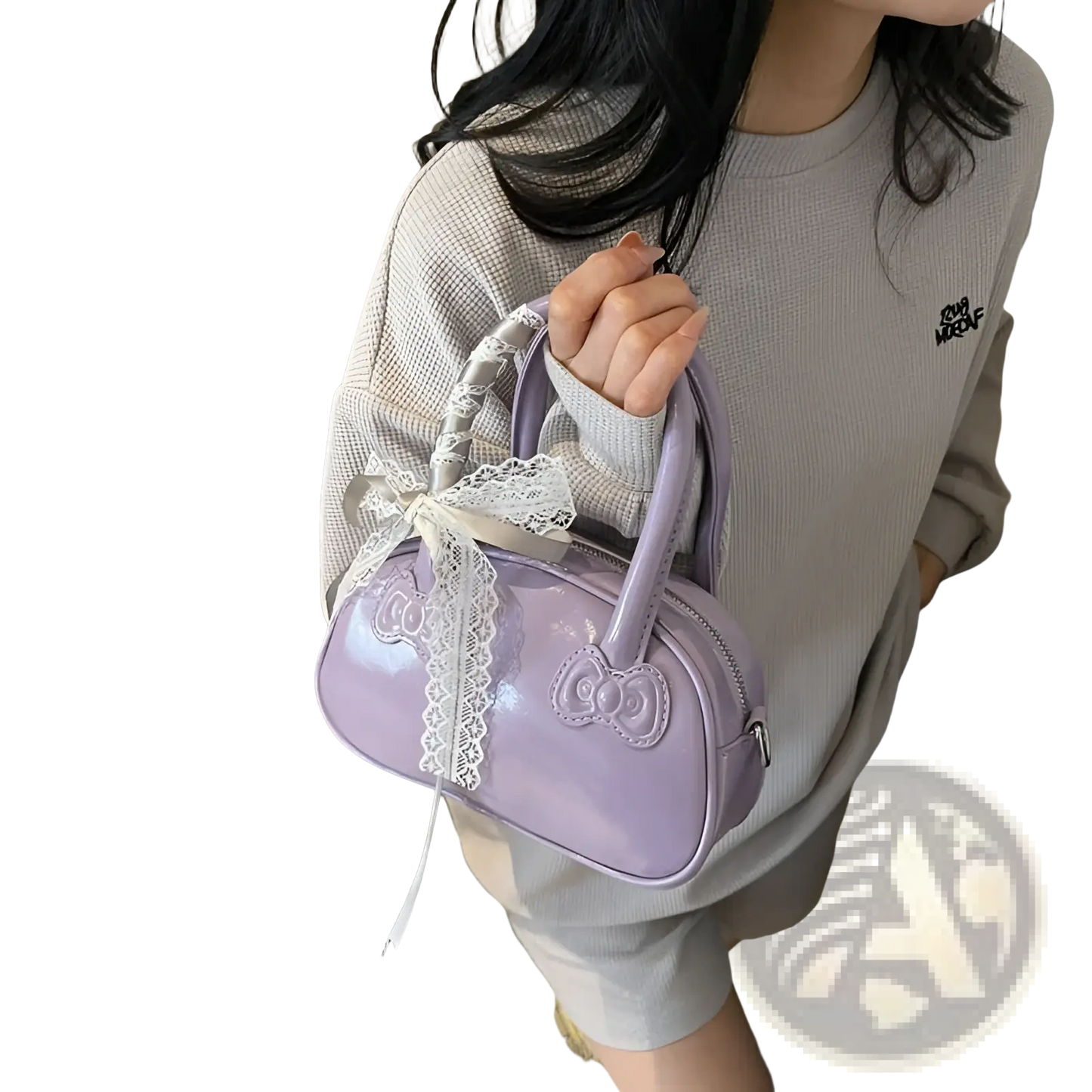 Hello Kitty Glossy Lace Bow Crossbody Bag