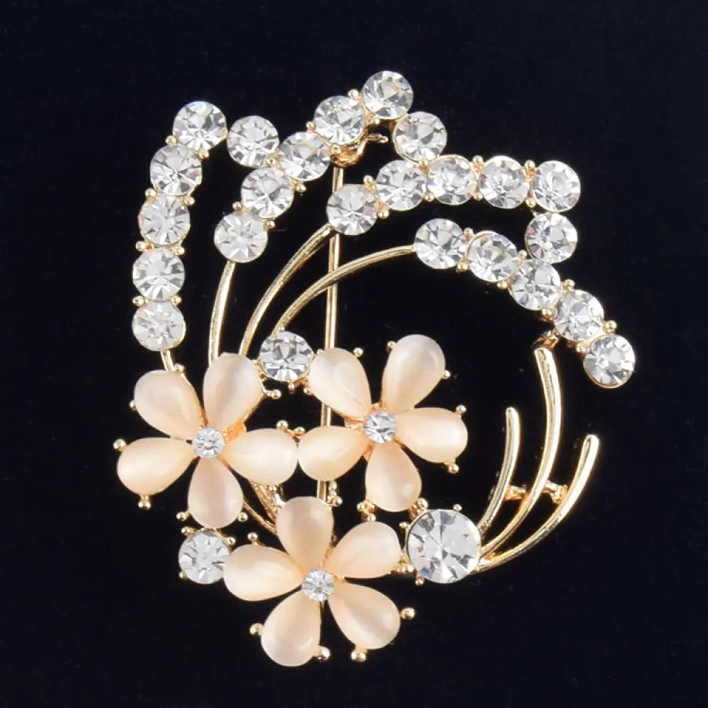 Vintage Opal and Rose Gold Floral Bridal Brooch