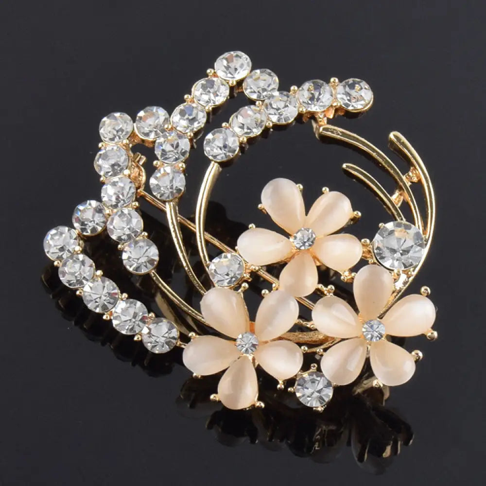 Vintage Opal and Rose Gold Floral Bridal Brooch