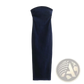 High Neck Navy Velvet Zip Front Maxi Dress