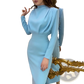 High Neck Structured Long Sleeve Maxi Dress