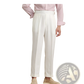 High Waist Cotton Linen Straight Leg Pleated Trousers