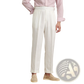 High Waist Cotton Linen Straight Leg Pleated Trousers