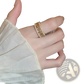 Hollowed Square Pearl and Baguette Zircon Open Ring