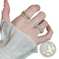 Hollowed Square Pearl and Baguette Zircon Open Ring